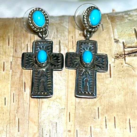 Andy Cadman earrings Navajo Sterling silver turquoise - Picture 9 of 9